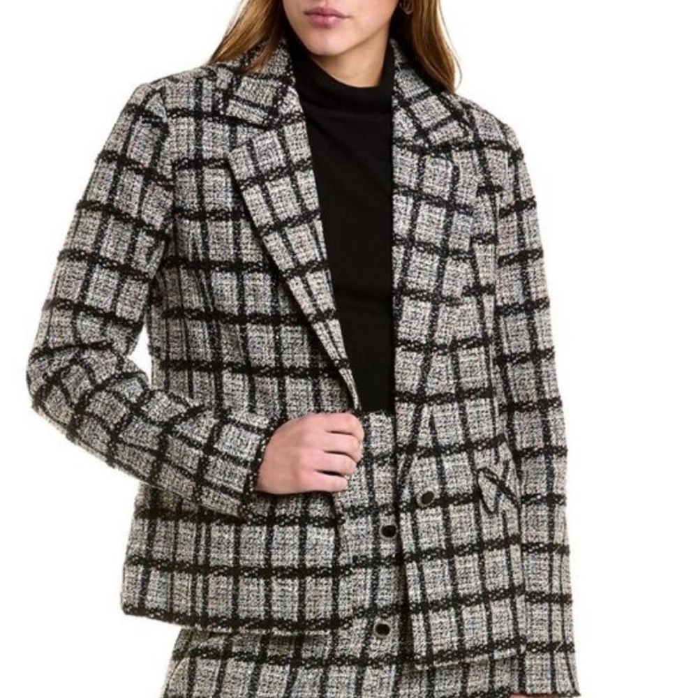 Bagatelle Black and White Plaid Blazer